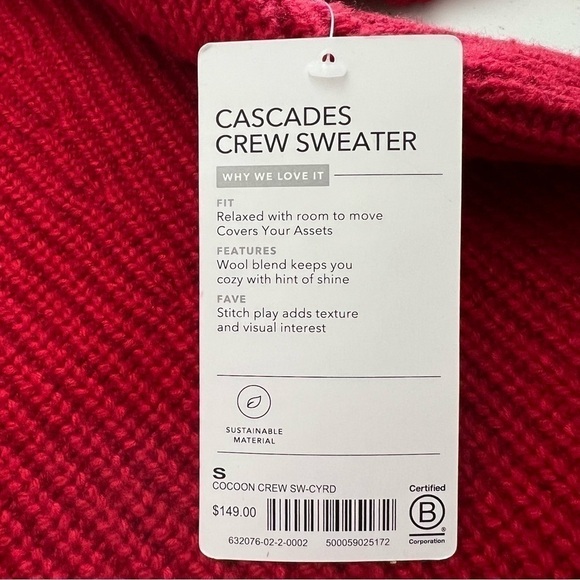 Athleta Cascades Cocoon Crew Neck Sweater Wool Blend Red Size S NWT - Picture 12 of 13